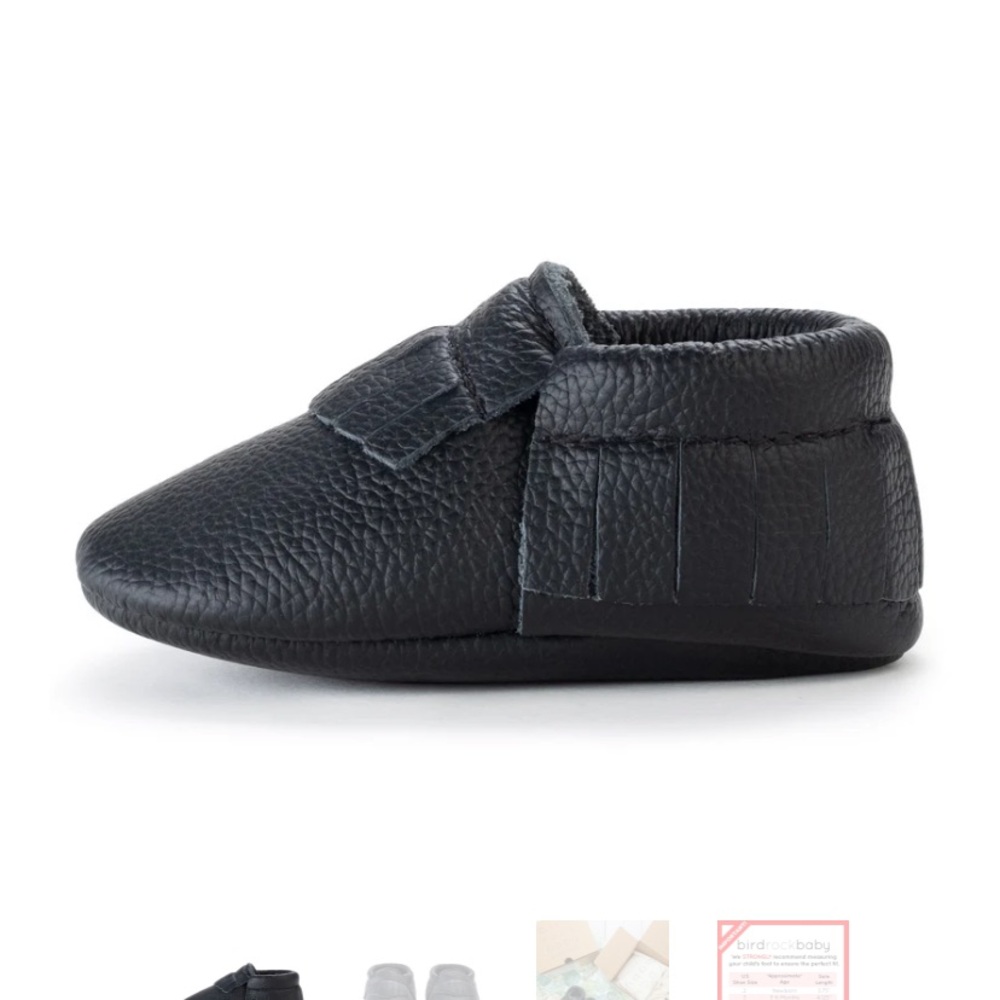 Black Leather Baby Moccasins